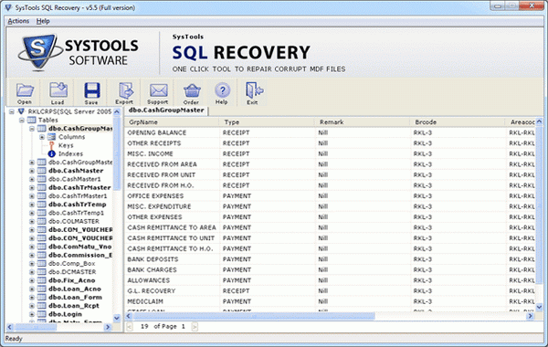 Click to view MDF Database Recovery 4.10 screenshot